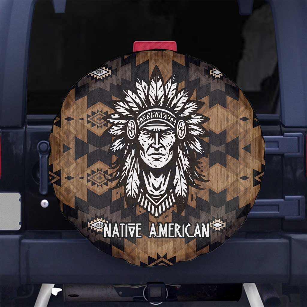 Native American Chief Warrior Spare Tire Cover Feather Headdress and Horse Tribal Arrow Pattern - Wonder Print Shop