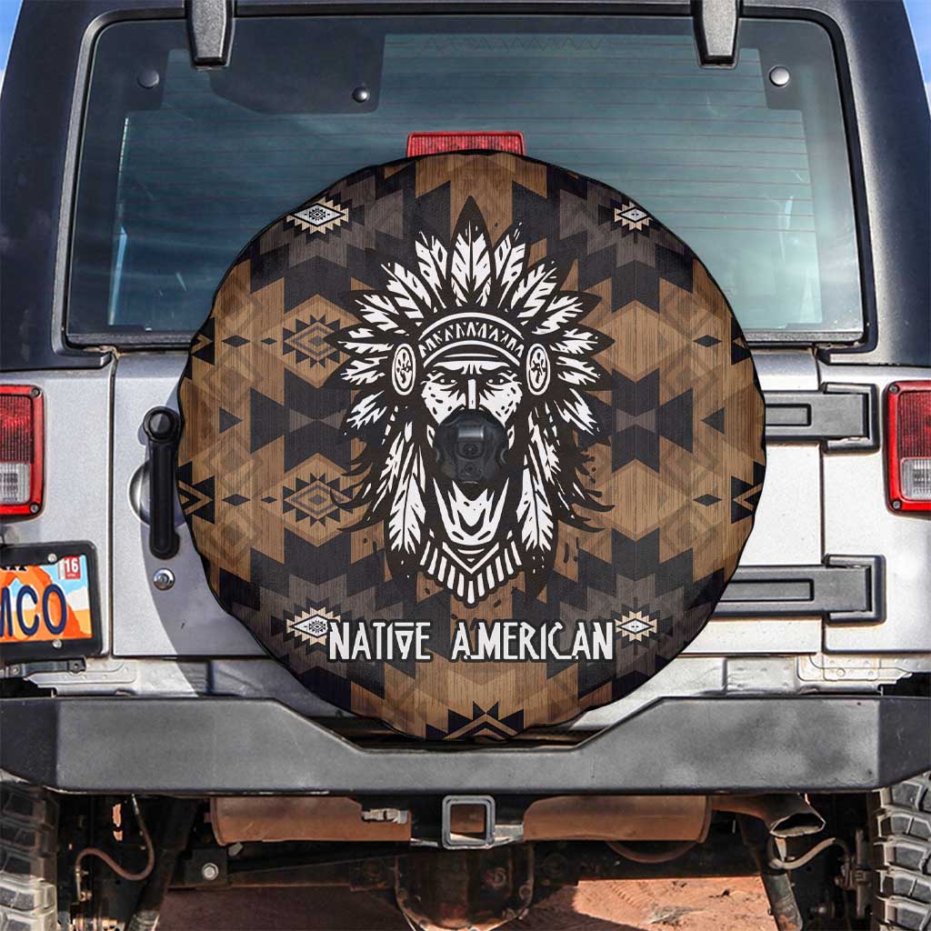 Native American Chief Warrior Spare Tire Cover Feather Headdress and Horse Tribal Arrow Pattern - Wonder Print Shop