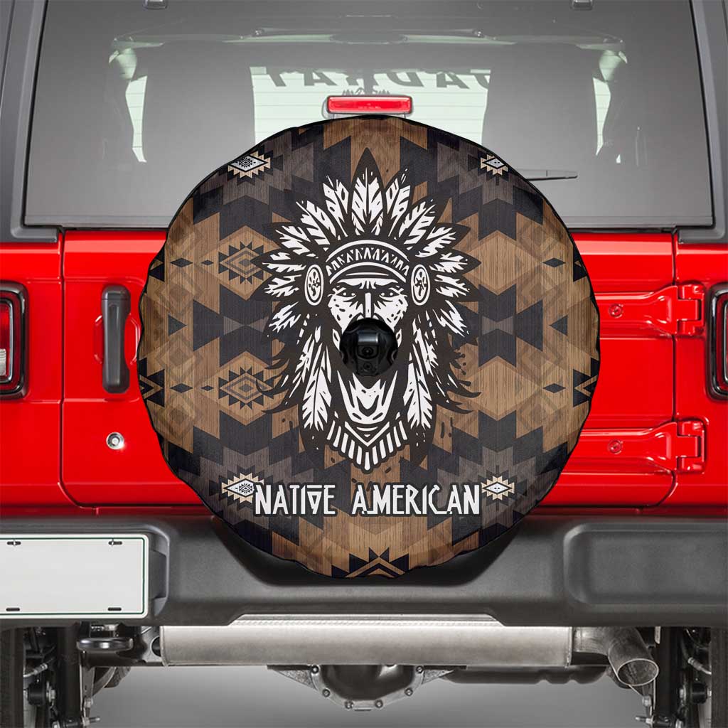 Native American Chief Warrior Spare Tire Cover Feather Headdress and Horse Tribal Arrow Pattern - Wonder Print Shop