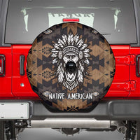 Native American Chief Warrior Spare Tire Cover Feather Headdress and Horse Tribal Arrow Pattern - Wonder Print Shop