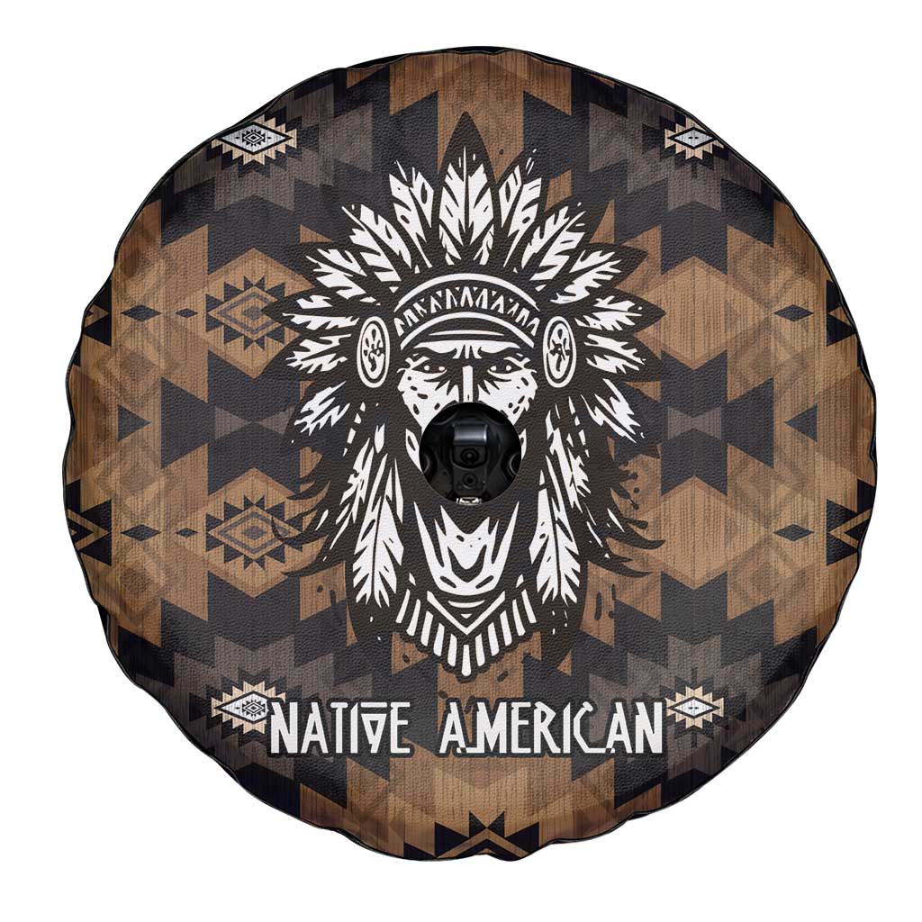 Native American Chief Warrior Spare Tire Cover Feather Headdress and Horse Tribal Arrow Pattern - Wonder Print Shop