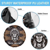 Native American Chief Warrior Spare Tire Cover Feather Headdress and Horse Tribal Arrow Pattern - Wonder Print Shop