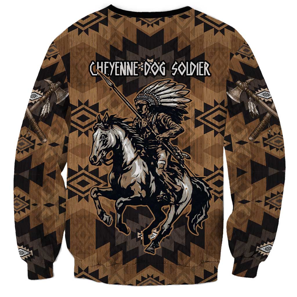 Native American Chief Warrior Sweatshirt Feather Headdress and Horse Tribal Arrow Pattern - Wonder Print Shop