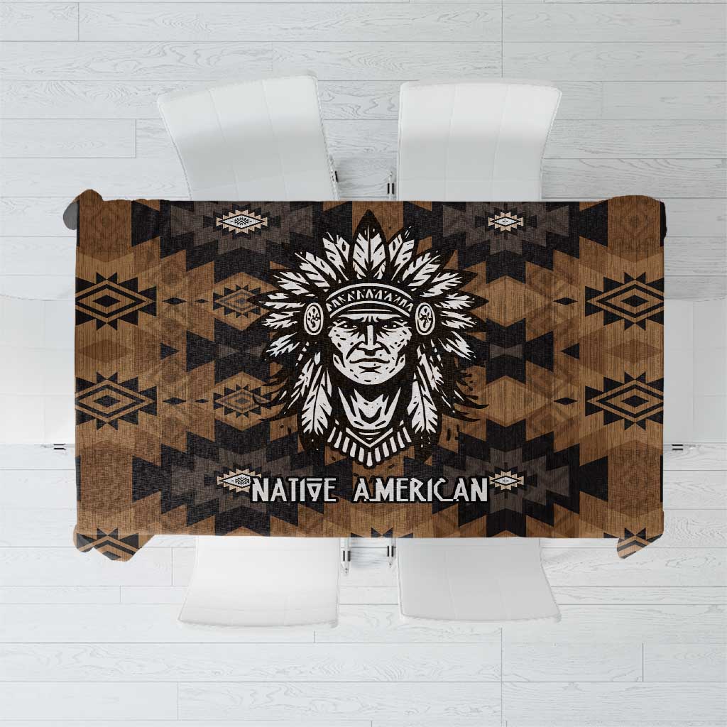 Native American Chief Warrior Tablecloth Feather Headdress and Horse Tribal Arrow Pattern - Wonder Print Shop
