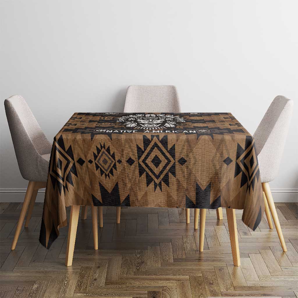 Native American Chief Warrior Tablecloth Feather Headdress and Horse Tribal Arrow Pattern - Wonder Print Shop