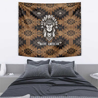 Native American Chief Warrior Tapestry Feather Headdress and Horse Tribal Arrow Pattern - Wonder Print Shop