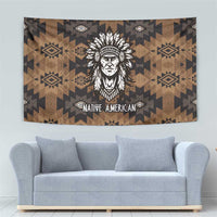 Native American Chief Warrior Tapestry Feather Headdress and Horse Tribal Arrow Pattern - Wonder Print Shop