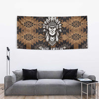 Native American Chief Warrior Tapestry Feather Headdress and Horse Tribal Arrow Pattern - Wonder Print Shop