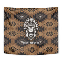 Native American Chief Warrior Tapestry Feather Headdress and Horse Tribal Arrow Pattern - Wonder Print Shop