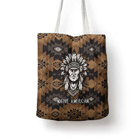 Native American Chief Warrior Tote Bag Feather Headdress and Horse Tribal Arrow Pattern - Wonder Print Shop