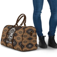Native American Chief Warrior Travel Bag Feather Headdress and Horse Tribal Arrow Pattern - Wonder Print Shop