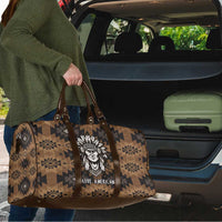 Native American Chief Warrior Travel Bag Feather Headdress and Horse Tribal Arrow Pattern - Wonder Print Shop