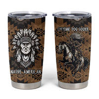 Native American Chief Warrior Tumbler Cup Feather Headdress and Horse Tribal Arrow Pattern - Wonder Print Shop