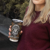 Native American Chief Warrior Tumbler Cup Feather Headdress and Horse Tribal Arrow Pattern - Wonder Print Shop