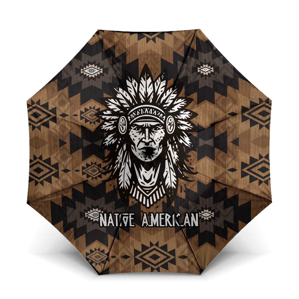 Native American Chief Warrior Umbrella Feather Headdress and Horse Tribal Arrow Pattern - Wonder Print Shop