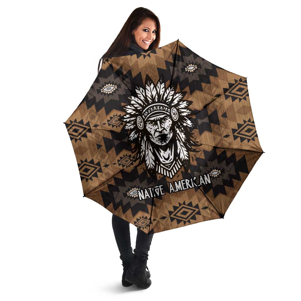 Native American Chief Warrior Umbrella Feather Headdress and Horse Tribal Arrow Pattern - Wonder Print Shop