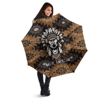 Native American Chief Warrior Umbrella Feather Headdress and Horse Tribal Arrow Pattern - Wonder Print Shop