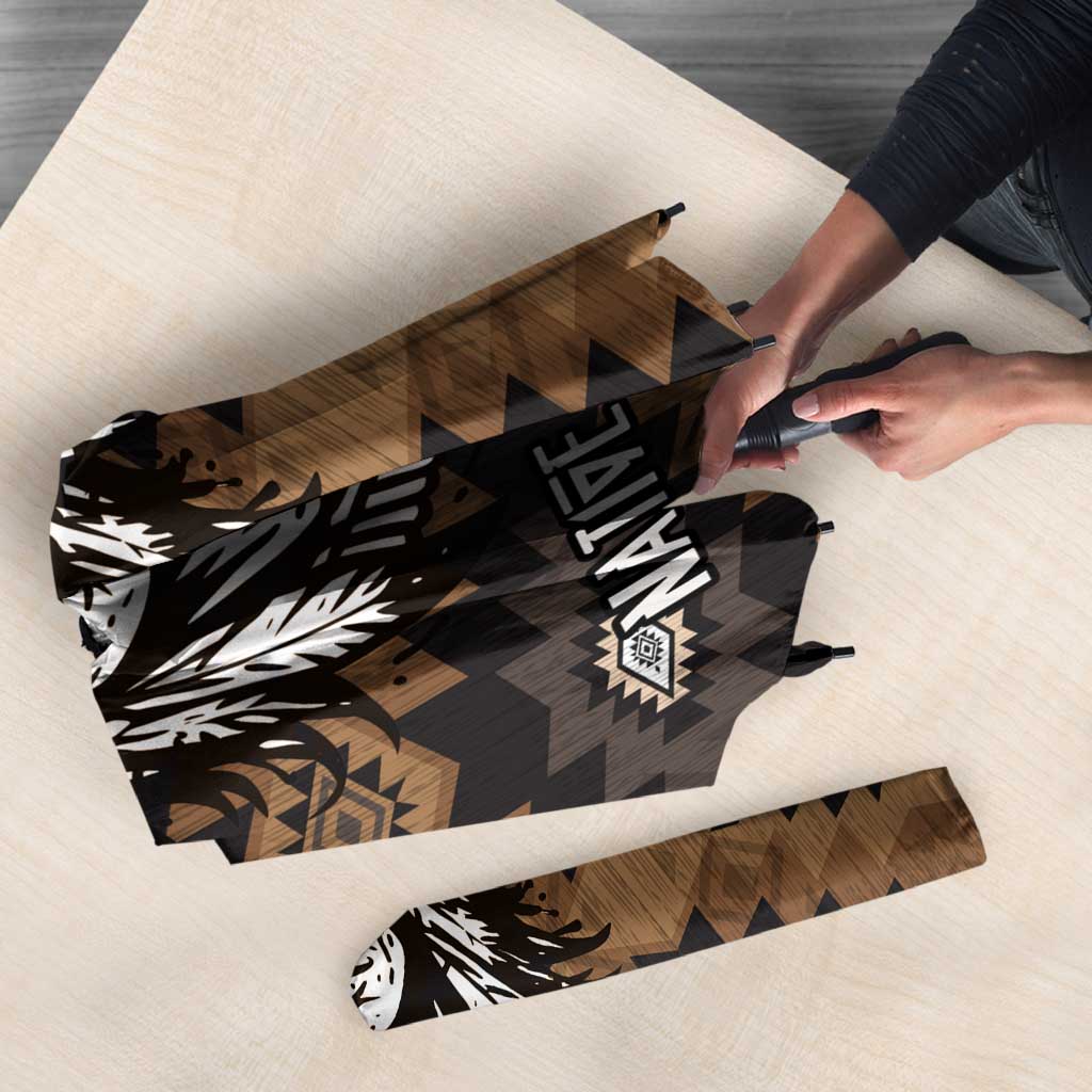 Native American Chief Warrior Umbrella Feather Headdress and Horse Tribal Arrow Pattern - Wonder Print Shop