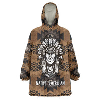 Native American Chief Warrior Wearable Blanket Hoodie Feather Headdress and Horse Tribal Arrow Pattern - Wonder Print Shop