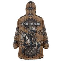 Native American Chief Warrior Wearable Blanket Hoodie Feather Headdress and Horse Tribal Arrow Pattern - Wonder Print Shop