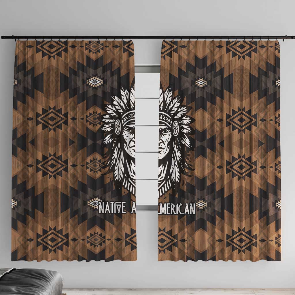 Native American Chief Warrior Window Curtain Feather Headdress and Horse Tribal Arrow Pattern - Wonder Print Shop