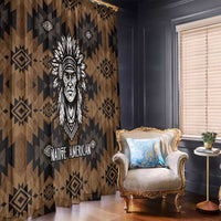 Native American Chief Warrior Window Curtain Feather Headdress and Horse Tribal Arrow Pattern - Wonder Print Shop