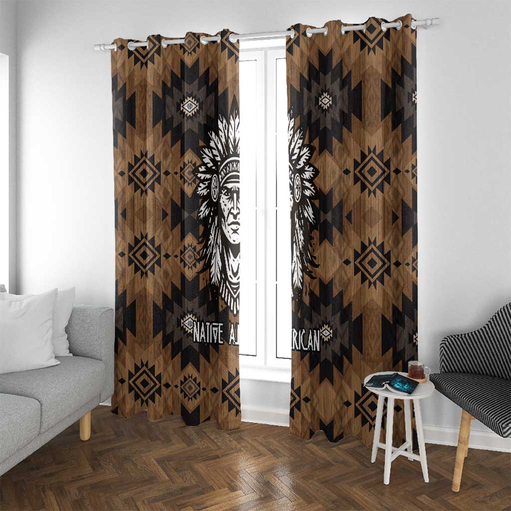Native American Chief Warrior Window Curtain Feather Headdress and Horse Tribal Arrow Pattern - Wonder Print Shop