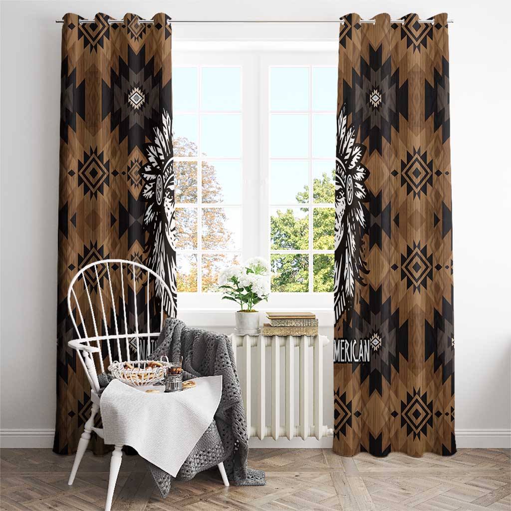 Native American Chief Warrior Window Curtain Feather Headdress and Horse Tribal Arrow Pattern - Wonder Print Shop