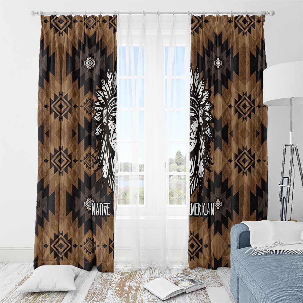 Native American Chief Warrior Window Curtain Feather Headdress and Horse Tribal Arrow Pattern - Wonder Print Shop