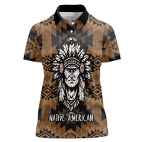 Native American Chief Warrior Women Polo Shirt Feather Headdress and Horse Tribal Arrow Pattern - Wonder Print Shop
