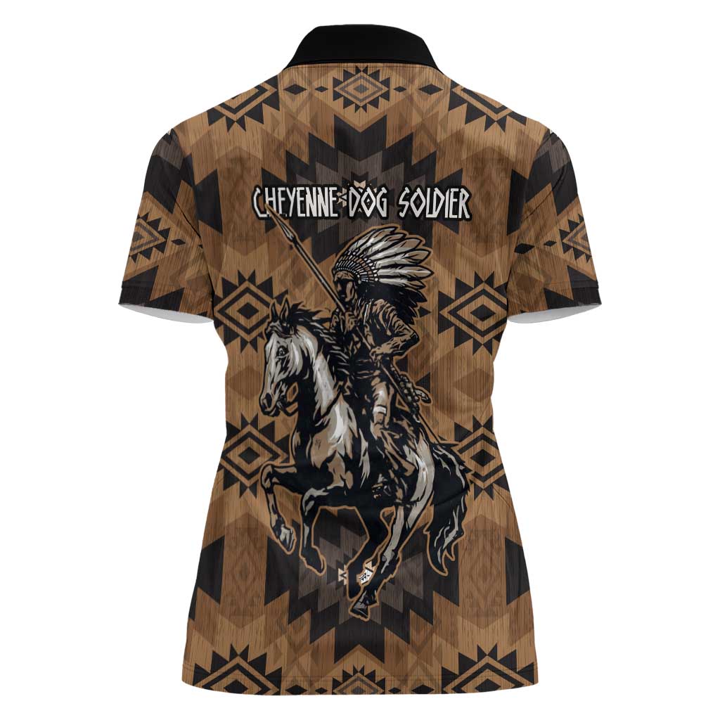 Native American Chief Warrior Women Polo Shirt Feather Headdress and Horse Tribal Arrow Pattern - Wonder Print Shop