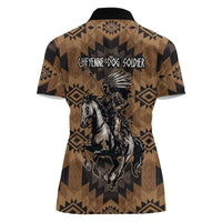 Native American Chief Warrior Women Polo Shirt Feather Headdress and Horse Tribal Arrow Pattern - Wonder Print Shop