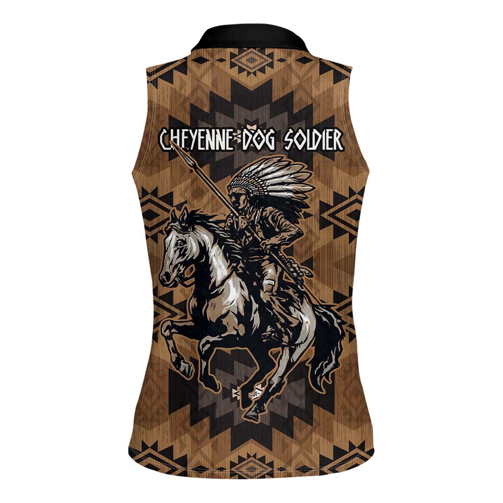 Native American Chief Warrior Women Sleeveless Polo Shirt Feather Headdress and Horse Tribal Arrow Pattern - Wonder Print Shop