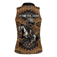 Native American Chief Warrior Women Sleeveless Polo Shirt Feather Headdress and Horse Tribal Arrow Pattern - Wonder Print Shop