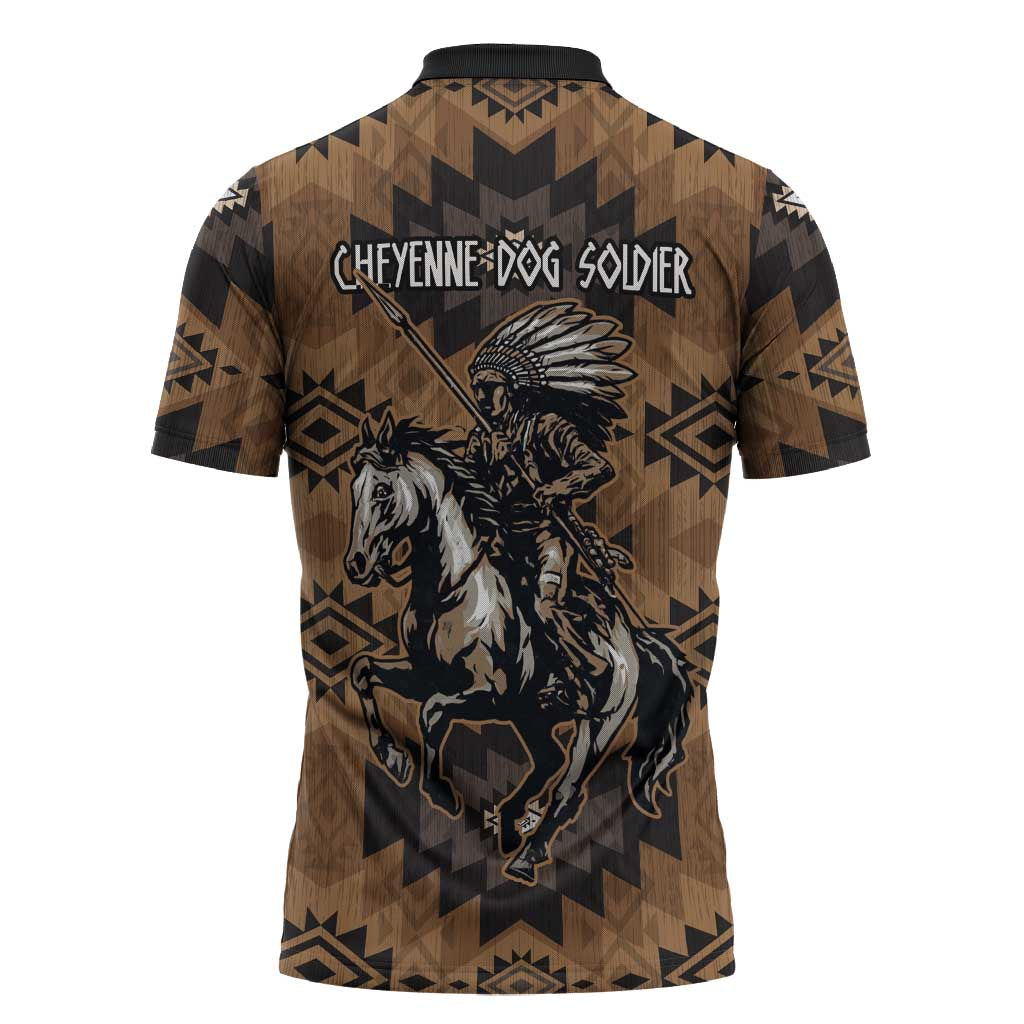 Native American Chief Warrior Zipper Polo Shirt Feather Headdress and Horse Tribal Arrow Pattern - Wonder Print Shop