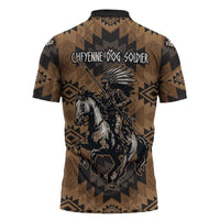 Native American Chief Warrior Zipper Polo Shirt Feather Headdress and Horse Tribal Arrow Pattern - Wonder Print Shop