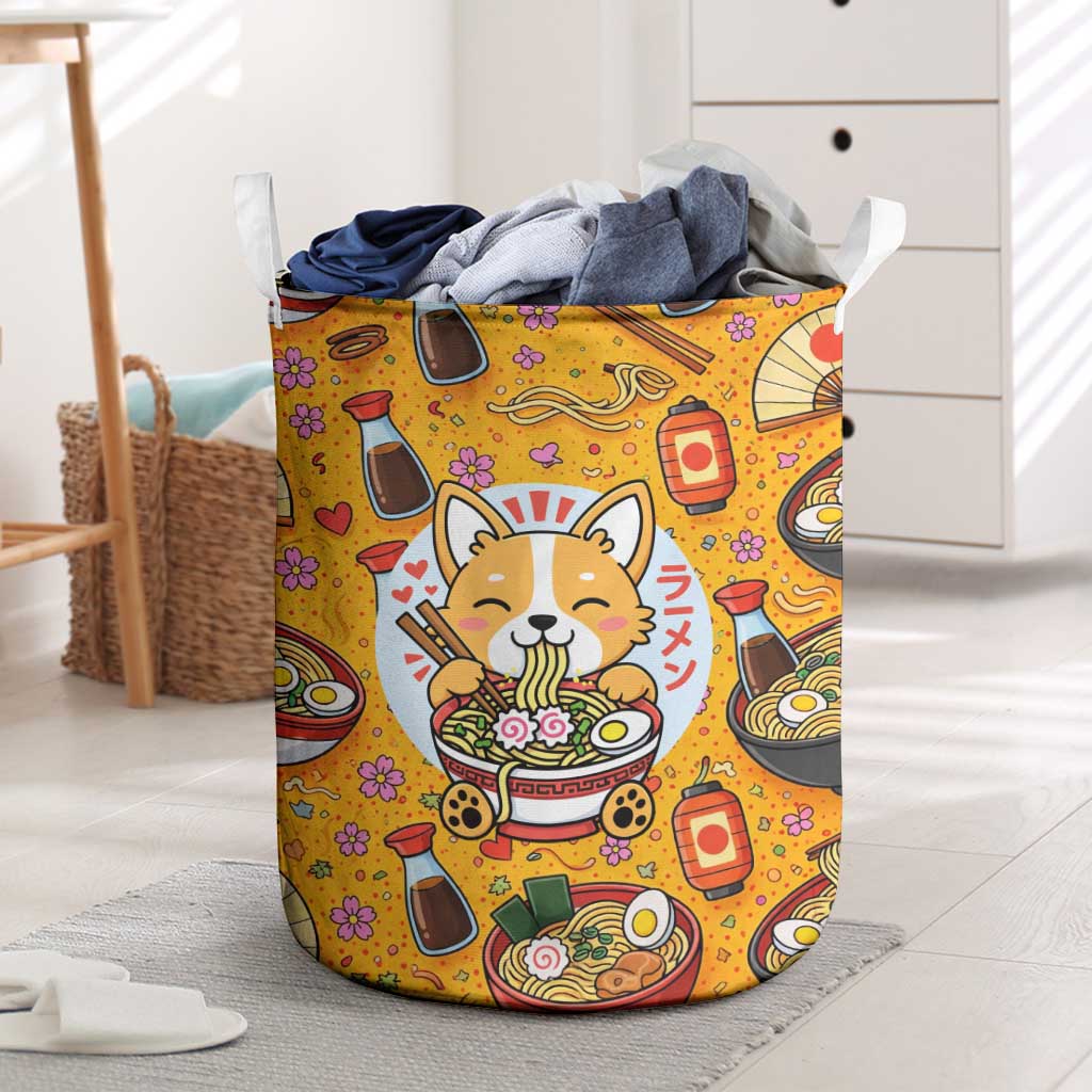 Kawaii Ramen Cute Anime Dog Corgi Laundry Basket Japanese Noodles
