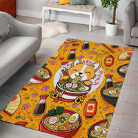 Kawaii Ramen Cute Anime Dog Corgi Area Rug Japanese Noodles