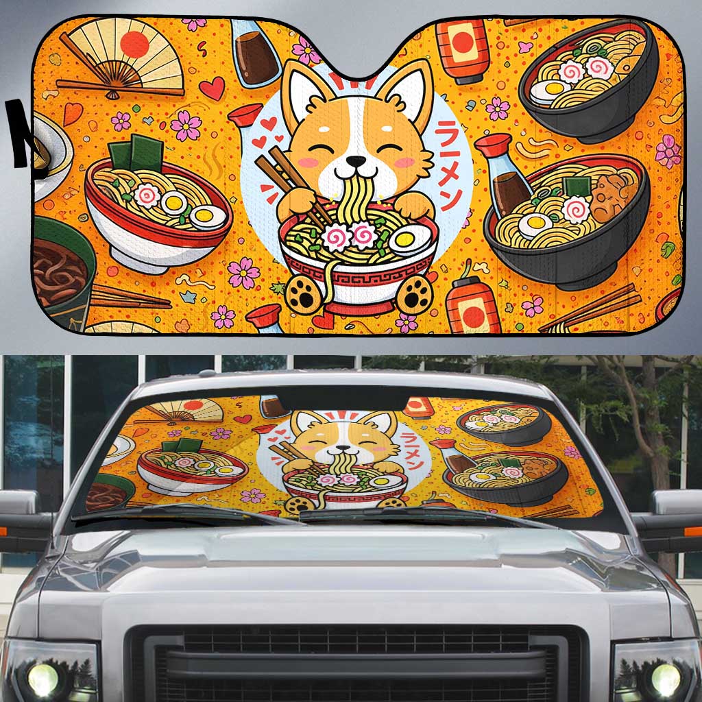 Kawaii Ramen Cute Anime Dog Corgi Auto Sun Shade Japanese Noodles