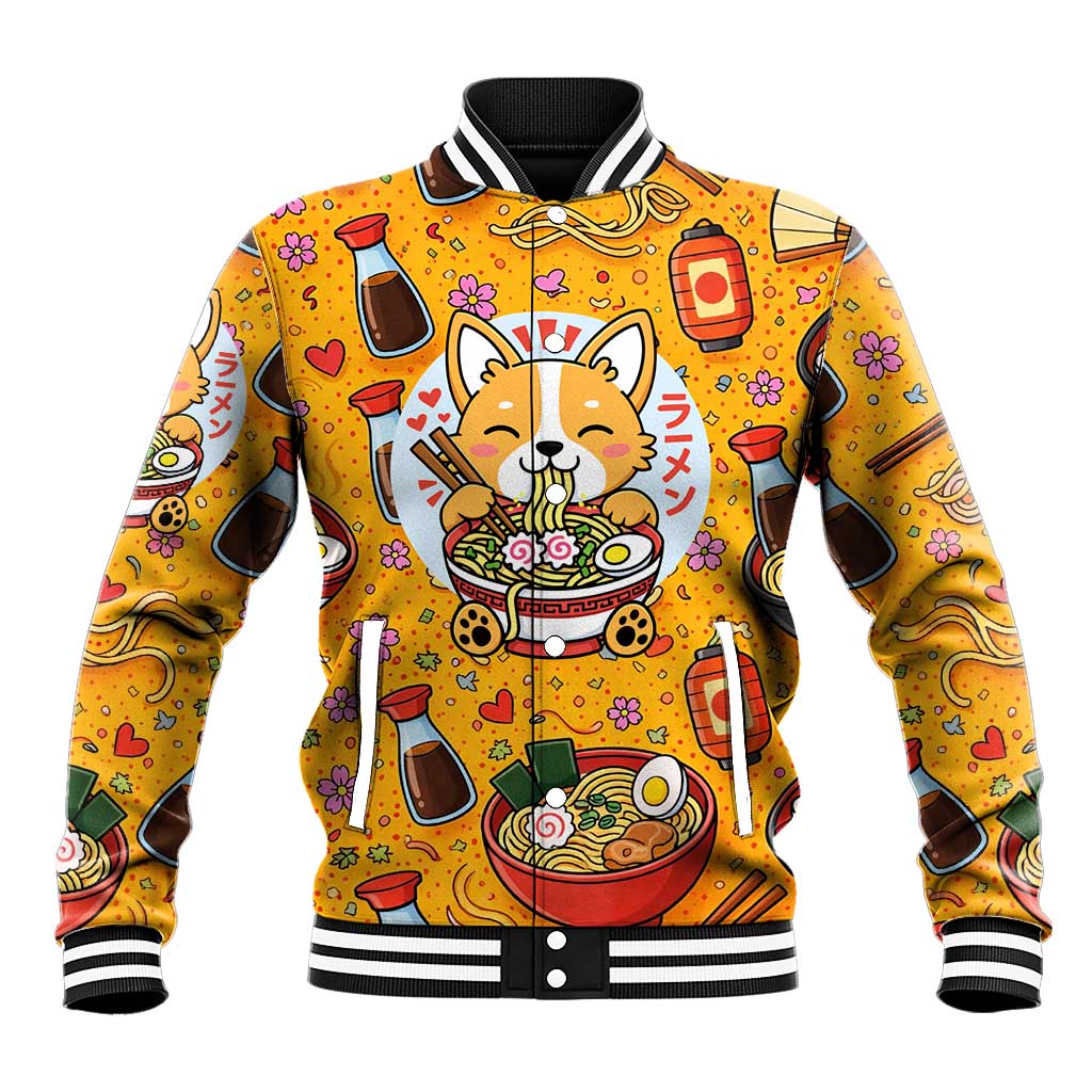 Kawaii Ramen Cute Anime Dog Corgi Baseball Jacket Japanese Noodles