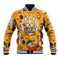 Kawaii Ramen Cute Anime Dog Corgi Baseball Jacket Japanese Noodles