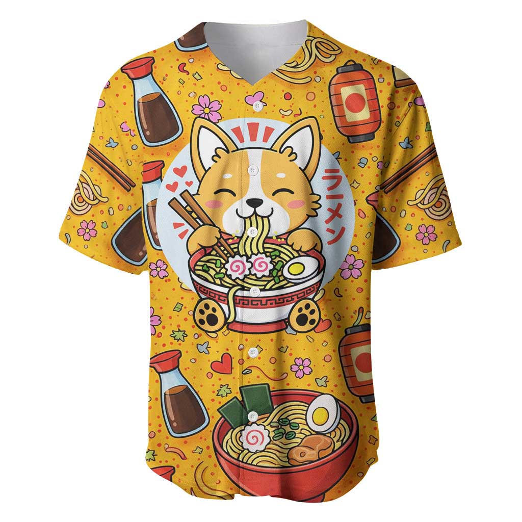 Kawaii Ramen Cute Anime Dog Corgi Baseball Jersey Japanese Noodles