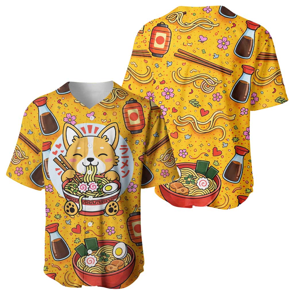 Kawaii Ramen Cute Anime Dog Corgi Baseball Jersey Japanese Noodles