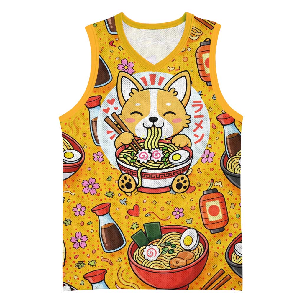 Kawaii Ramen Cute Anime Dog Corgi Basketball Jersey Japanese Noodles