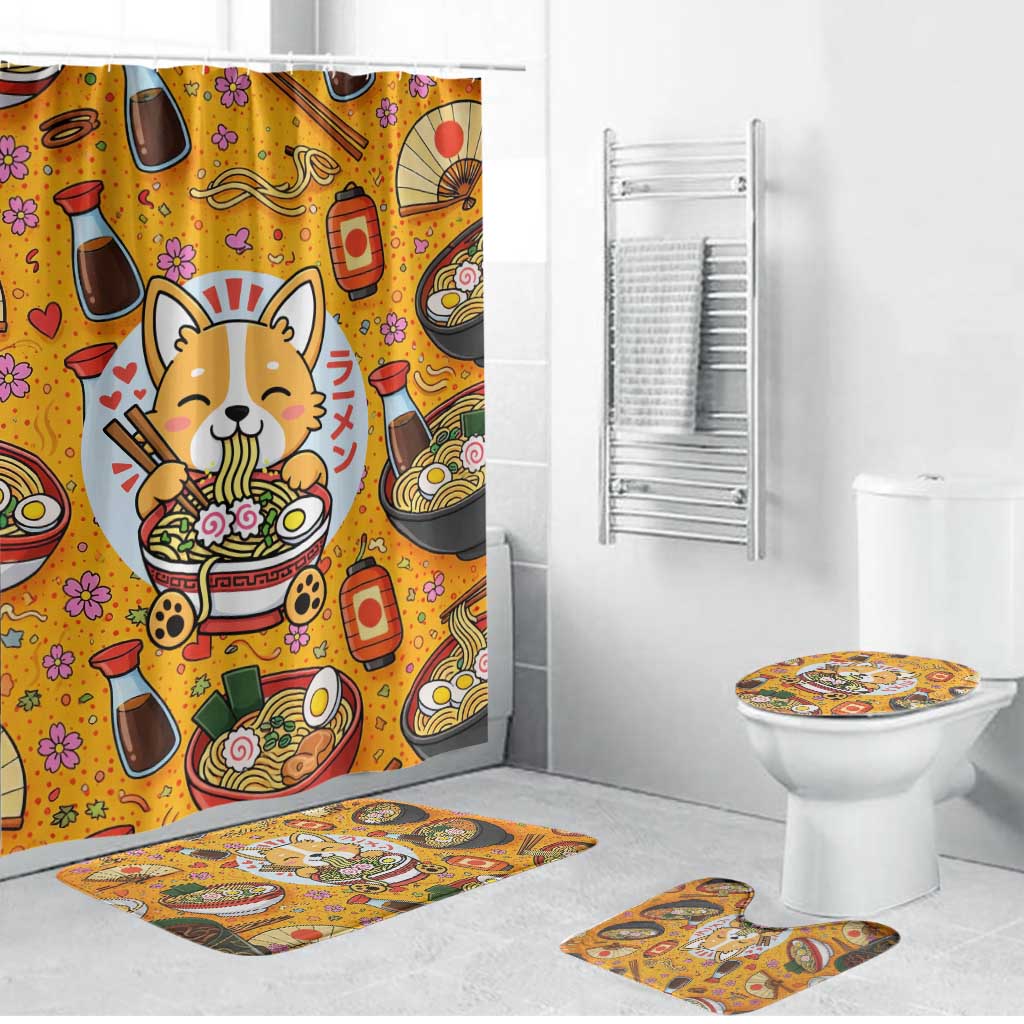 Kawaii Ramen Cute Anime Dog Corgi Bathroom Set Japanese Noodles