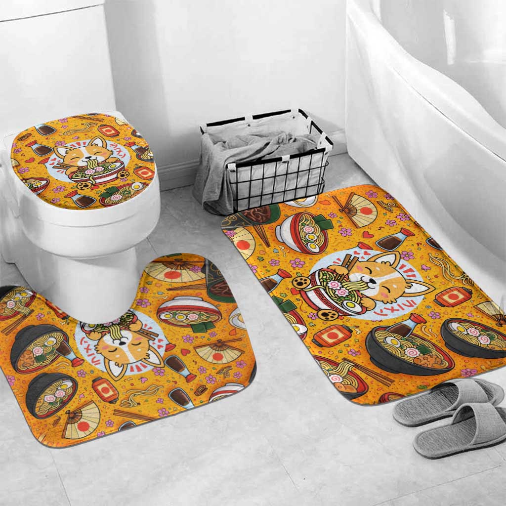 Kawaii Ramen Cute Anime Dog Corgi Bathroom Set Japanese Noodles