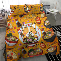 Kawaii Ramen Cute Anime Dog Corgi Bedding Set Japanese Noodles