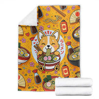 Kawaii Ramen Cute Anime Dog Corgi Blanket Japanese Noodles