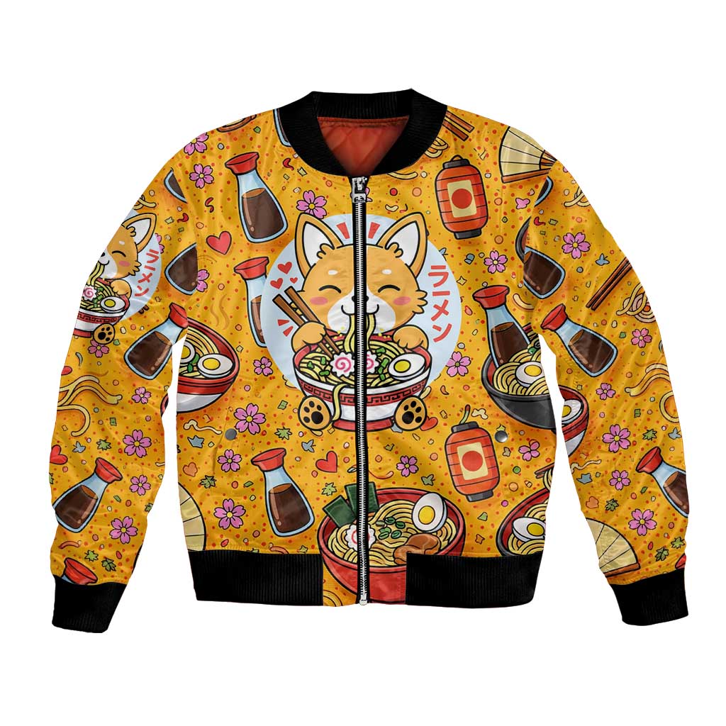 Kawaii Ramen Cute Anime Dog Corgi Bomber Jacket Japanese Noodles