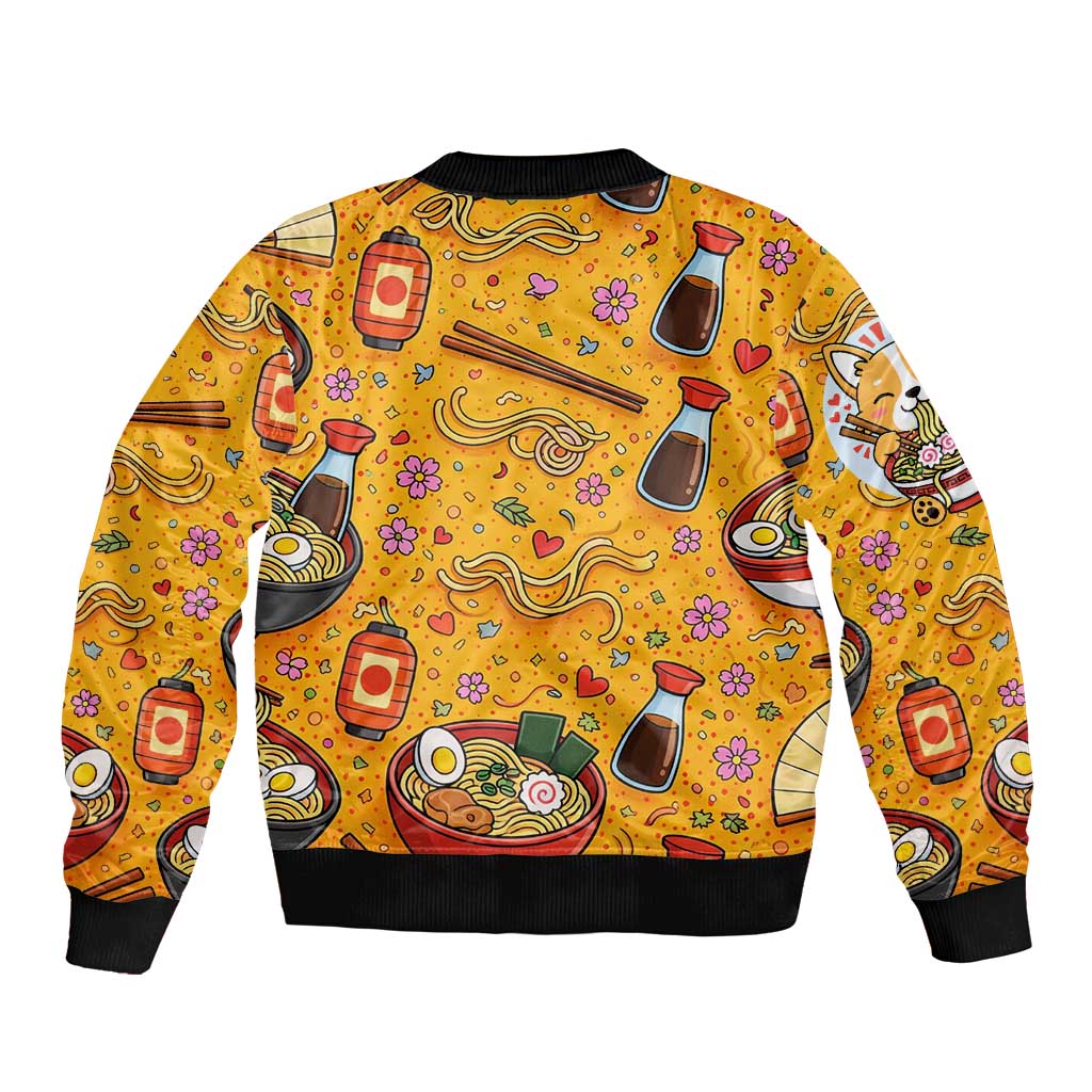 Kawaii Ramen Cute Anime Dog Corgi Bomber Jacket Japanese Noodles